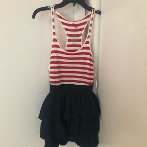 EUC MileyMax Red & Blue Ruffle Dress